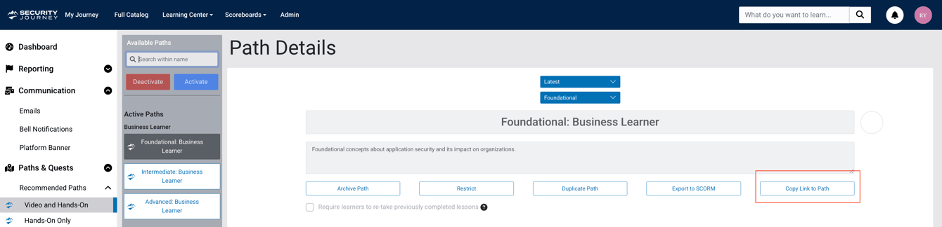 Using Security Journey with a Learning Management System (LMS)